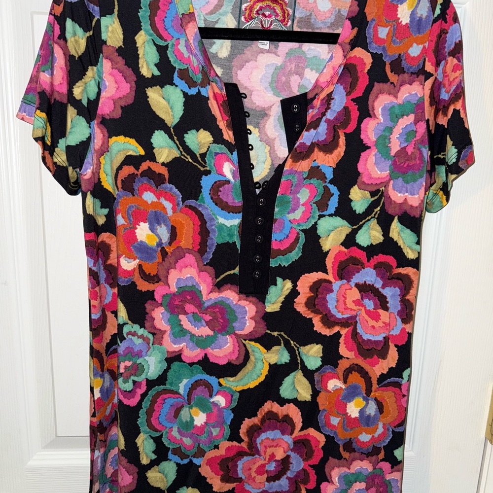 Johnny Was Vibrant Floral Short Sleeve Top
